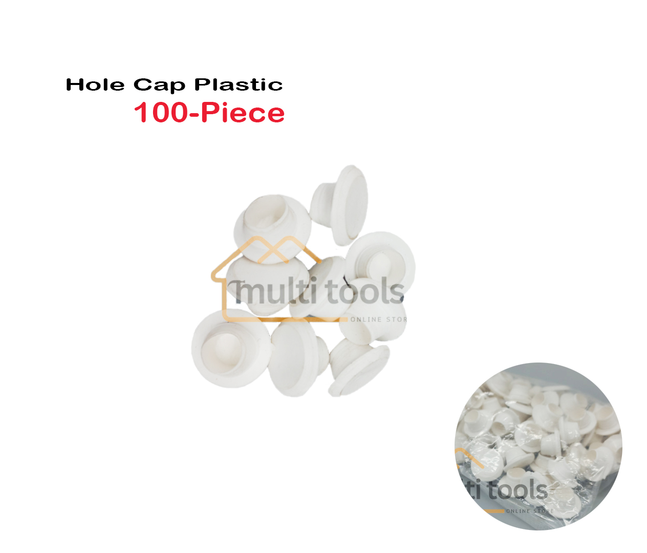 100-Pcs White Hole Cap Plastic